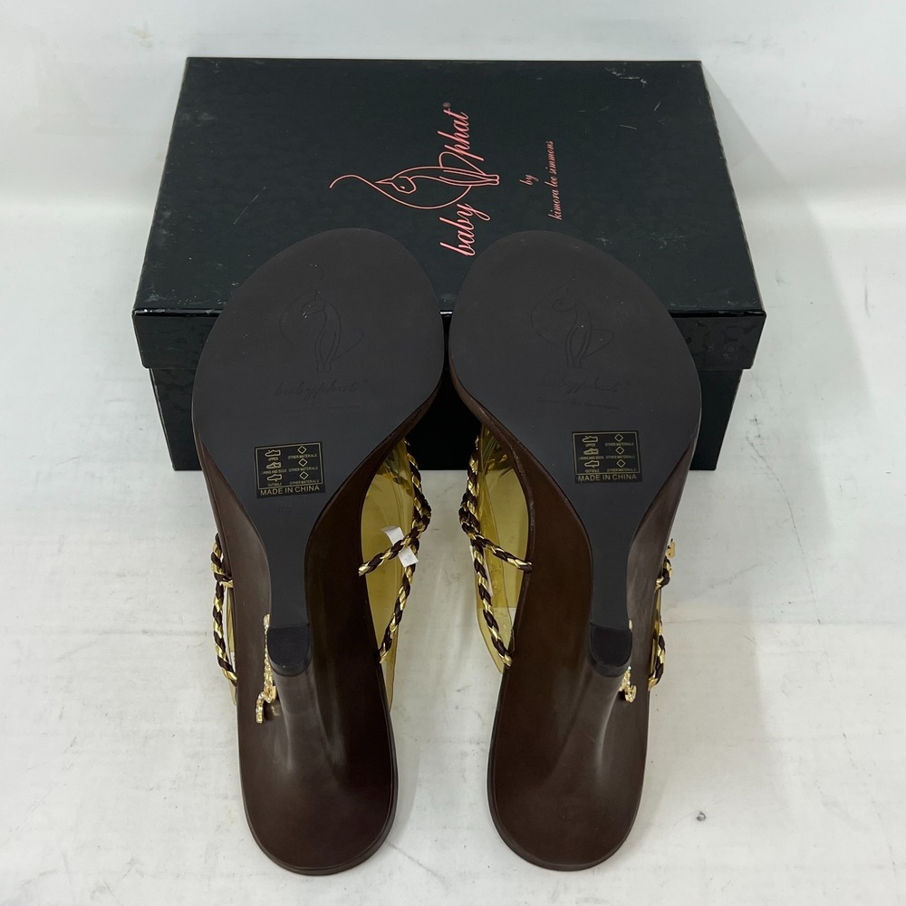 Baby Phat Gold/Brown Wedge Sandals Rhinestone Y2K Glam Women's US 10B VTG NEW - Picture 14 of 16